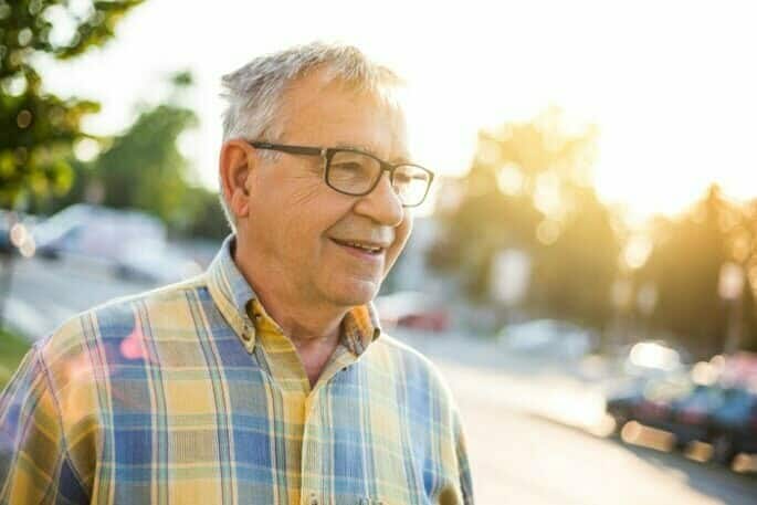 Elderly Man Smiling After Epidural Steroid Injections Chicago