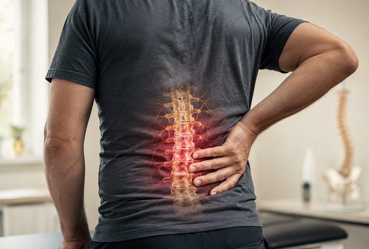 Patient experiencing back and spine pain