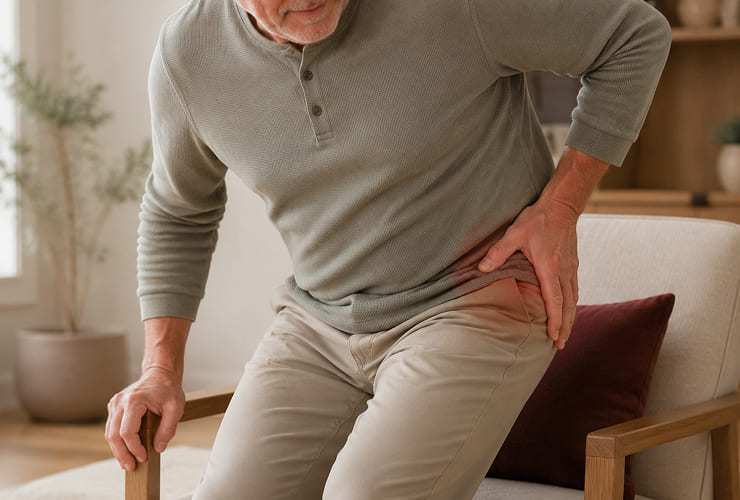 Patient experiencing chronic hip pain