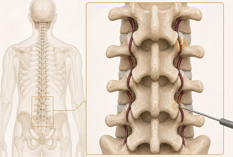 Diagnostic medial branch block procedure illustration