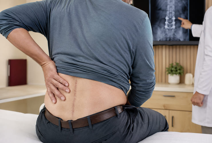 Patient experiencing pain after back surgery