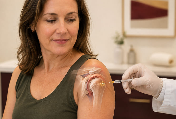 Joint injection procedure illustration