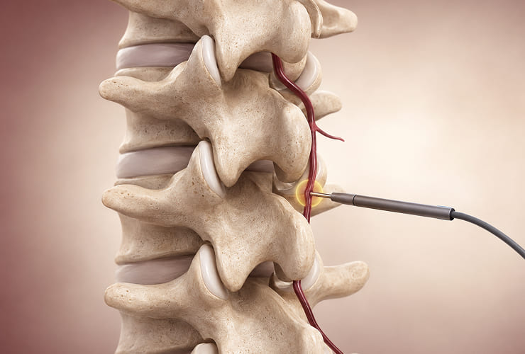 Lumbar radiofrequency neurotomy procedure illustration