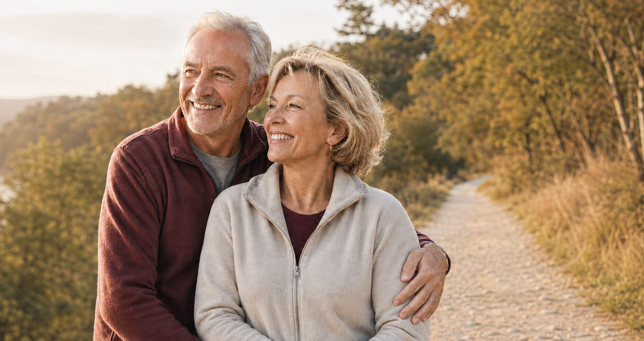Older couple enjoying a walk outdoors