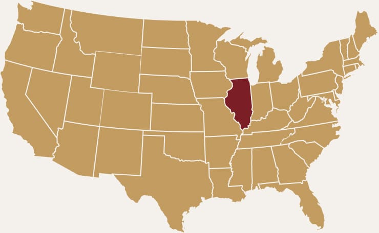 Map of the United States highlighting Illinois