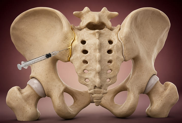 Sacroiliac joint injection procedure illustration