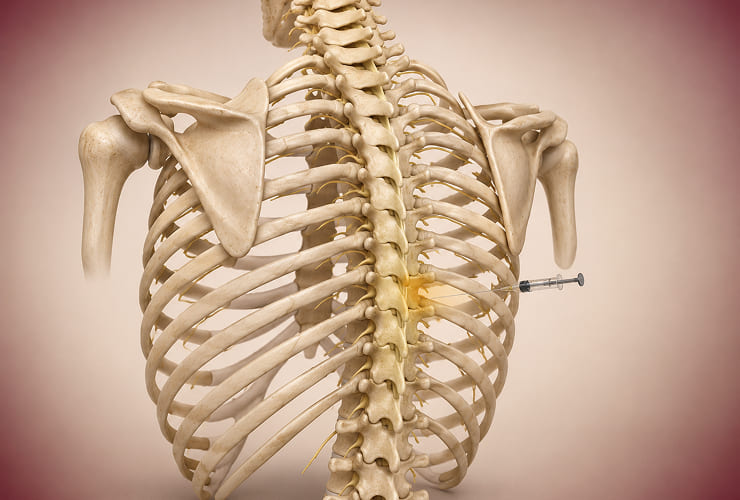 Thoracic epidural steroid injection procedure illustration