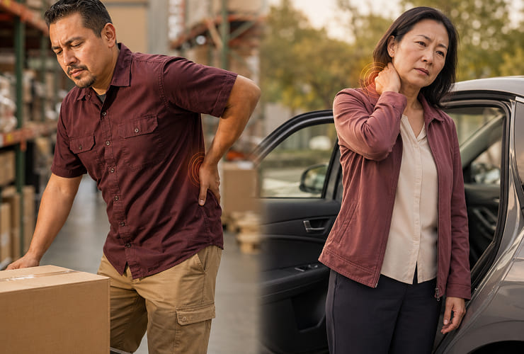 Patient receiving care after a work or auto injury