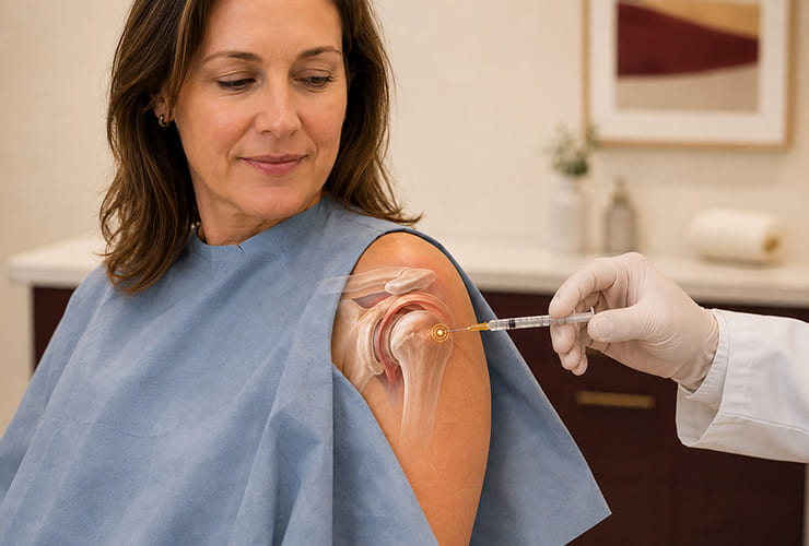 Joint injection procedure illustration