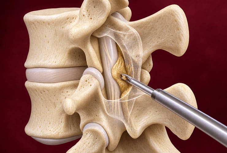 MILD minimally invasive lumbar decompression procedure illustration