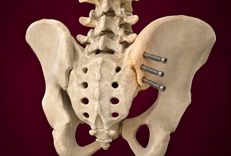 Sacroiliac joint fusion procedure illustration